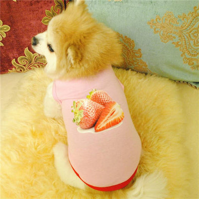 Lovely Pink Strawberry Pet Dog Vest Shirt